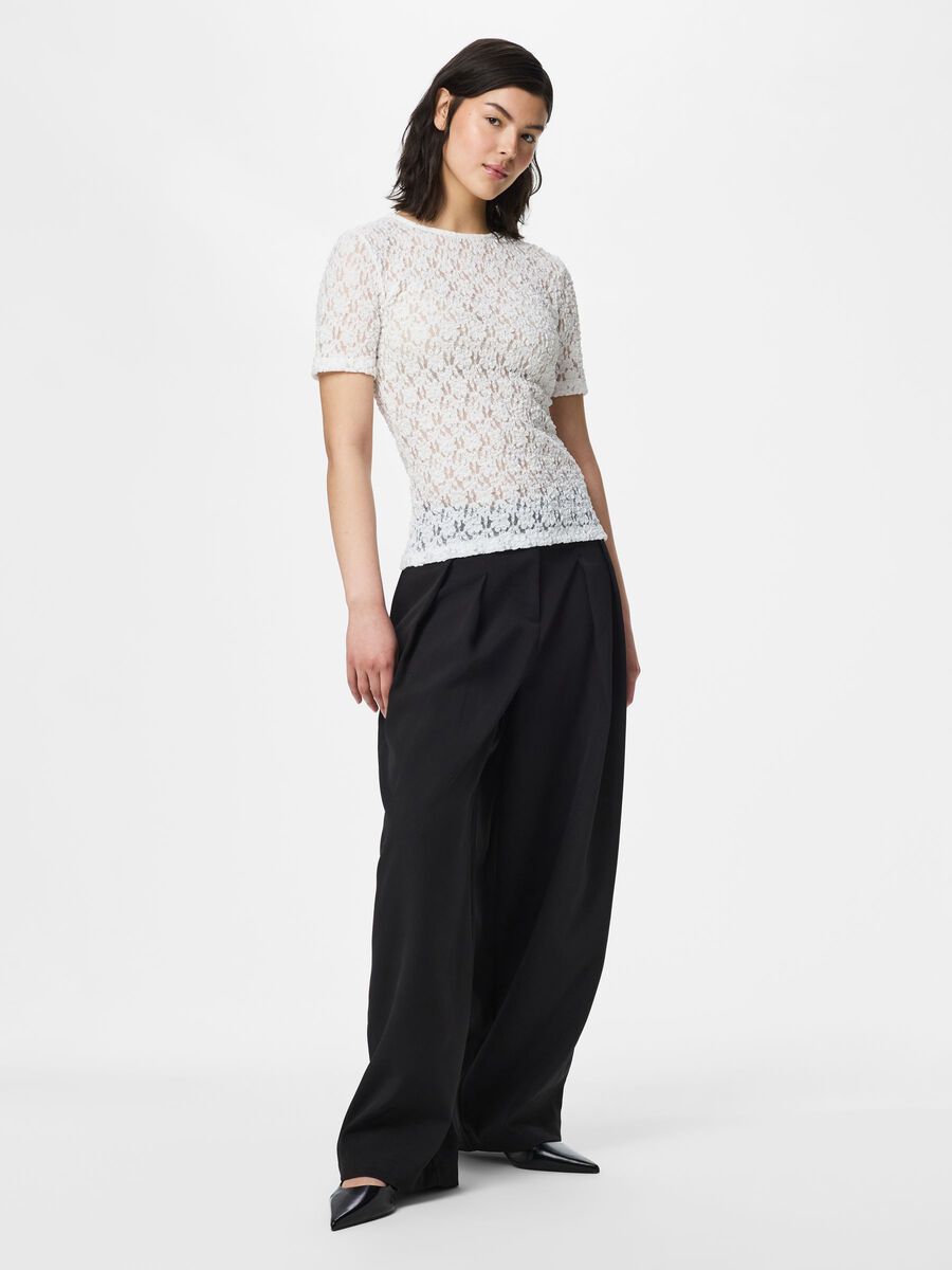 Product carousel image - PCHAZEL LACE T-SHIRT, Cloud Dancer | 1