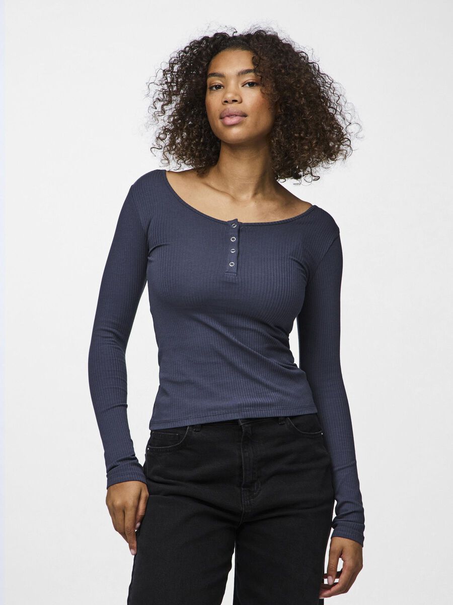 Carousel image - PCKITTE T-SHIRT MET LANGE MOUWEN, Ombre Blue | 1