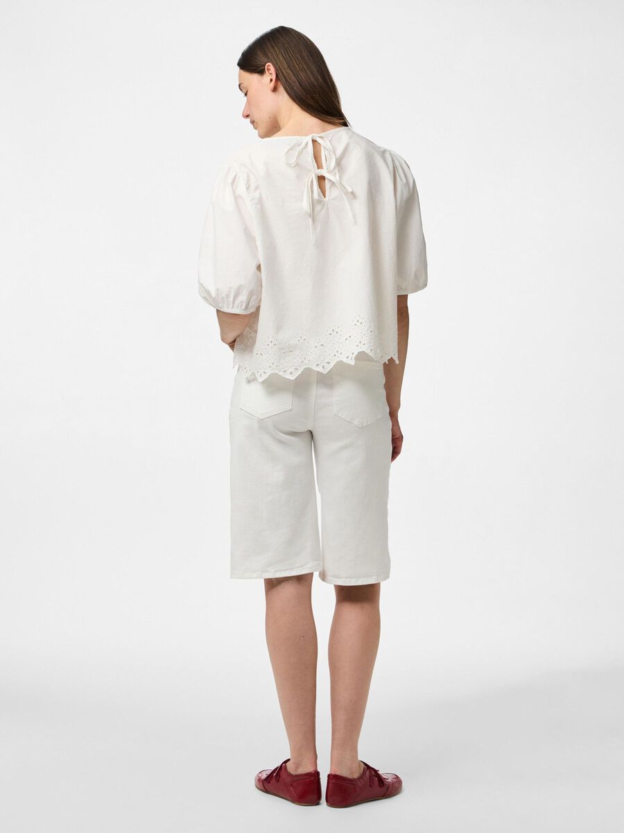 Carousel image - PCSALMINA 2/4 SHORT SLEEVED TOP, Cloud Dancer | 2