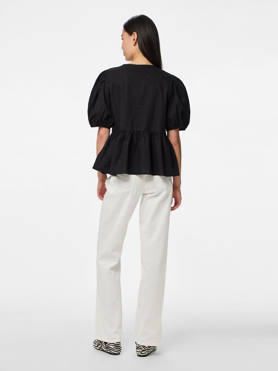 Carousel image - PCJOLLY STRIK TOP MET POFMOUWEN, Black | 2