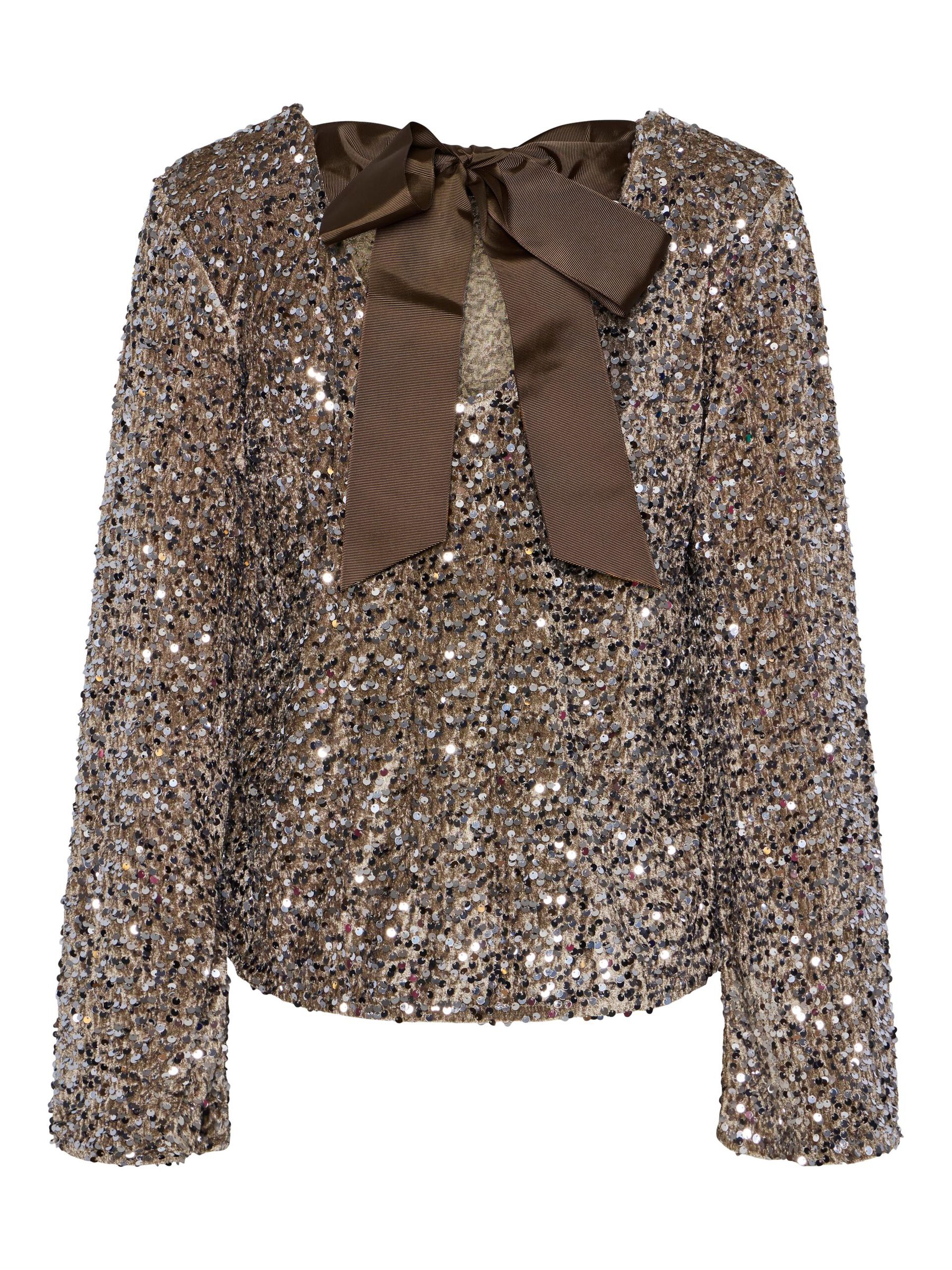 Carousel image - PCKAM SEQUINS ET NŒUD BLOUSE À MANCHES LONGUES, Morel | 7