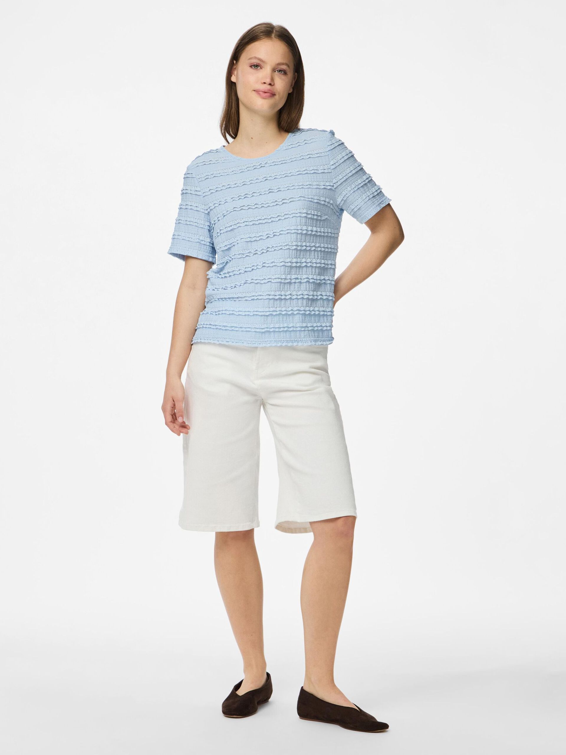 Carousel image - PCANINE TOP MET KORTE MOUWEN, Cashmere Blue | 3