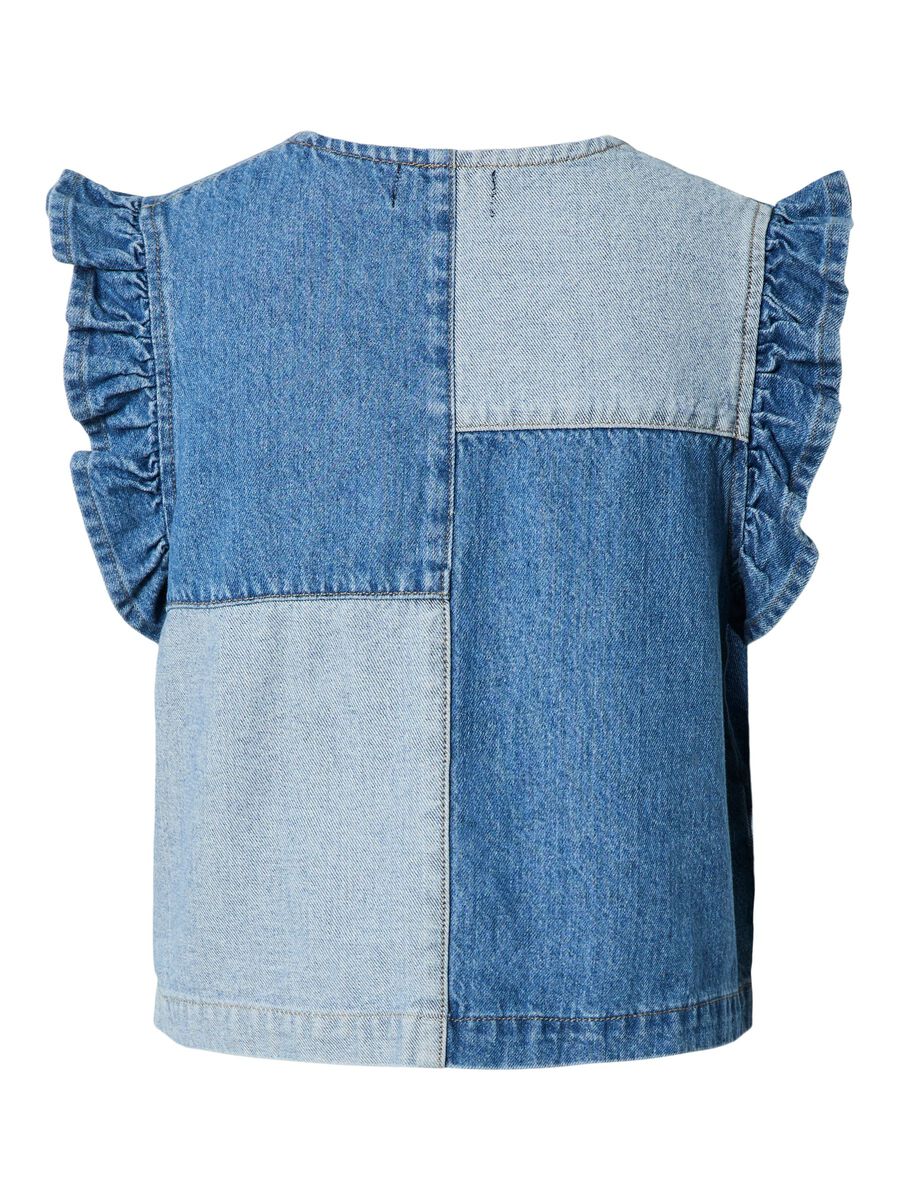 Carousel image - PCFIE FLOUNCE PATCHWORK DENIM VEST, Medium Blue Denim | 7