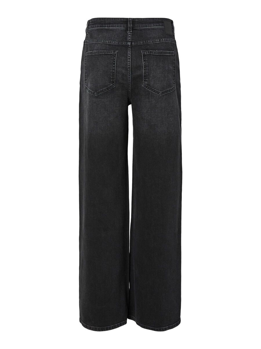 Carousel image - PCSILKE MW WIDE FIT JEANS, Black Denim | 7