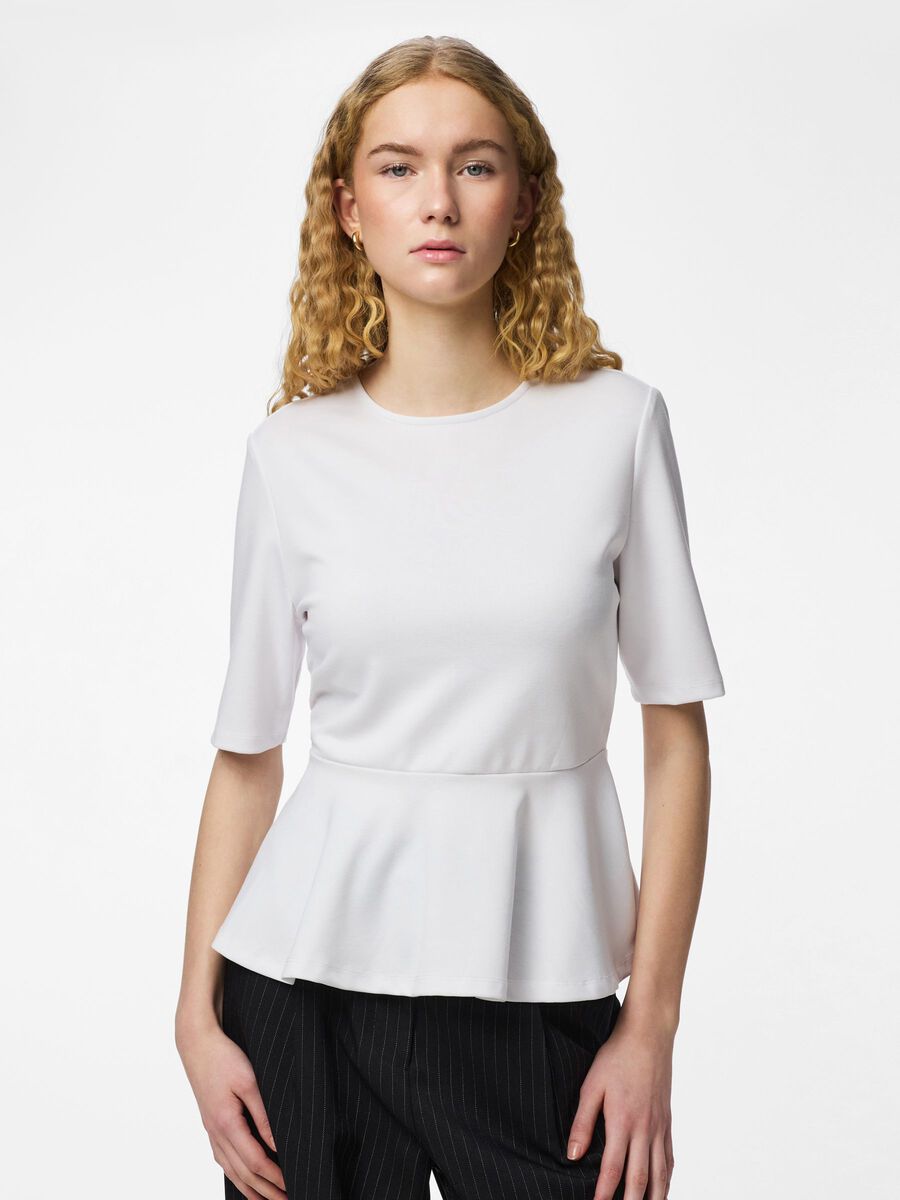Product carousel image - PCALISA PEPLUM BLOUSE, Bright White | 1