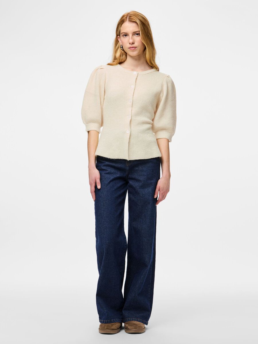 Carousel image - PCSILLY PUFF KNITTED CARDIGAN, Birch | 3