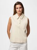 Product image thumbnail - PCGRACE DENIM POLO OBERTEIL, Ecru | 1