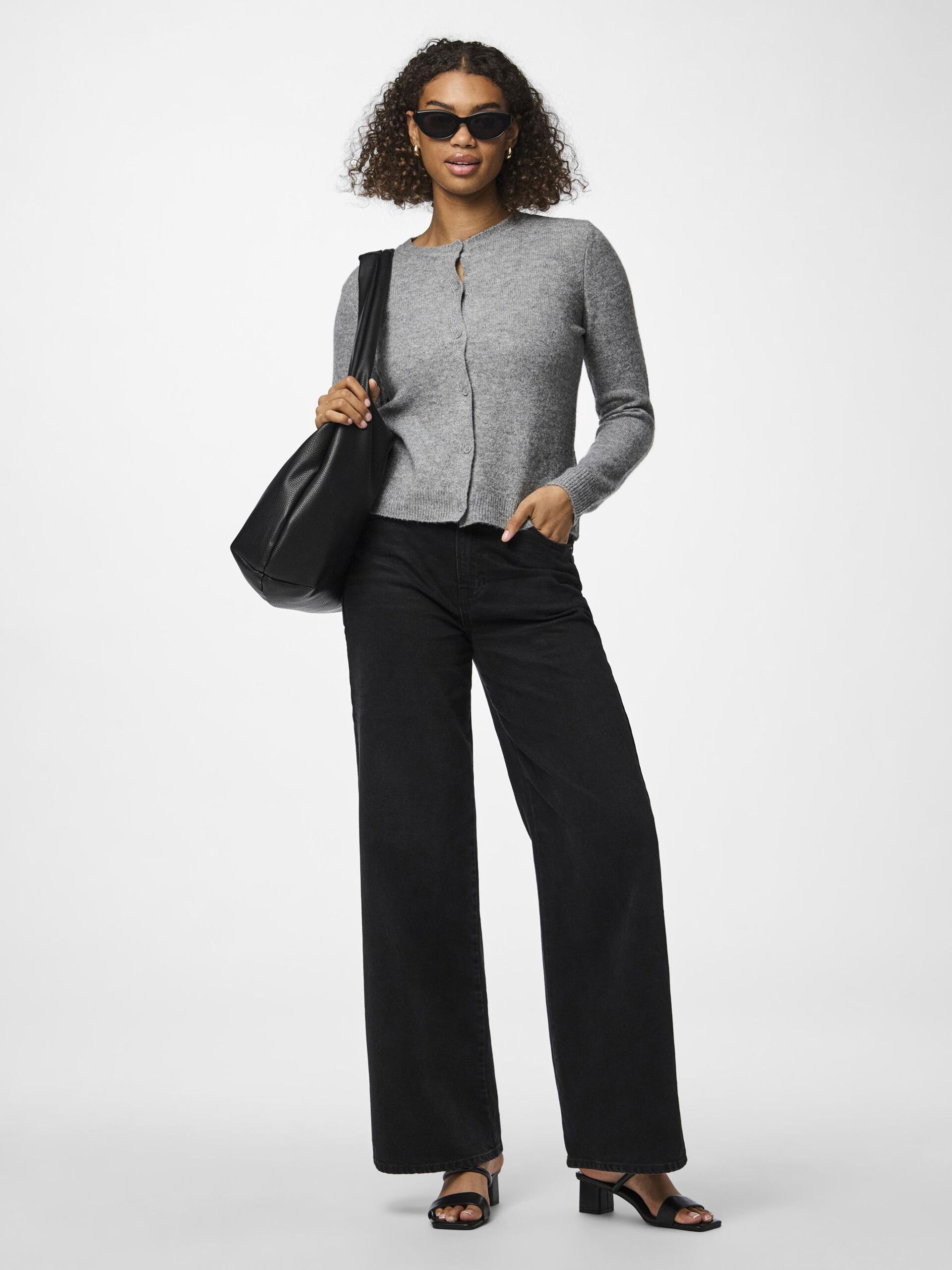 Carousel image - PCMALOU KNITTED CARDIGAN, Medium Grey Melange | 5