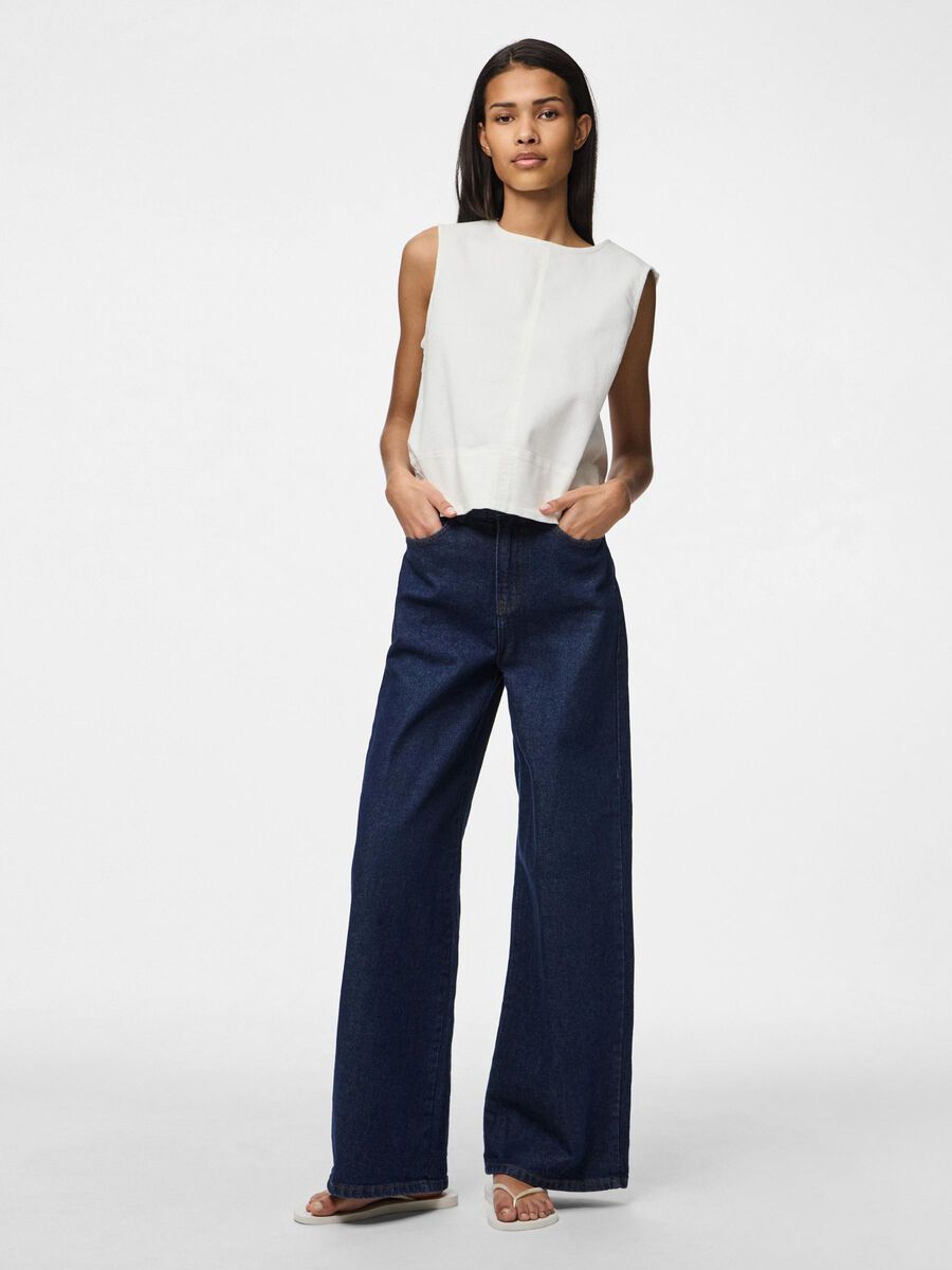 Product carousel image - PCSALUME DENIM TOP, Bright White | 1