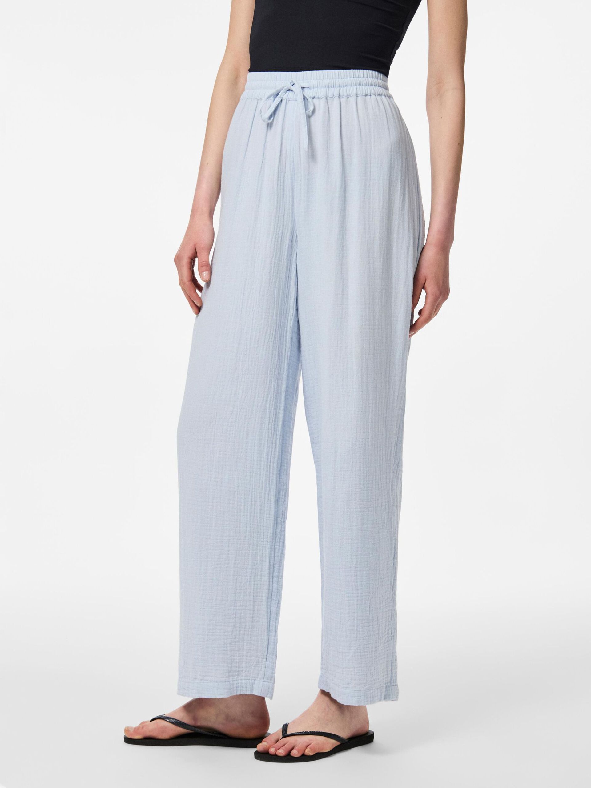 Carousel image - PCSASTINA HW MUSSELIN WIDE-LEG TROUSERS, Cashmere Blue | 3