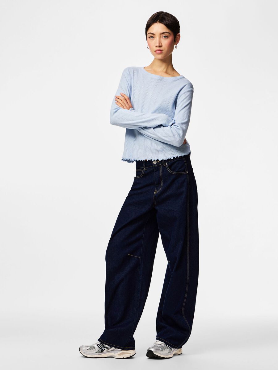 Product carousel image - PCMARIE POINTELLE  LONG SLEEVED TOP, Cashmere Blue | 1