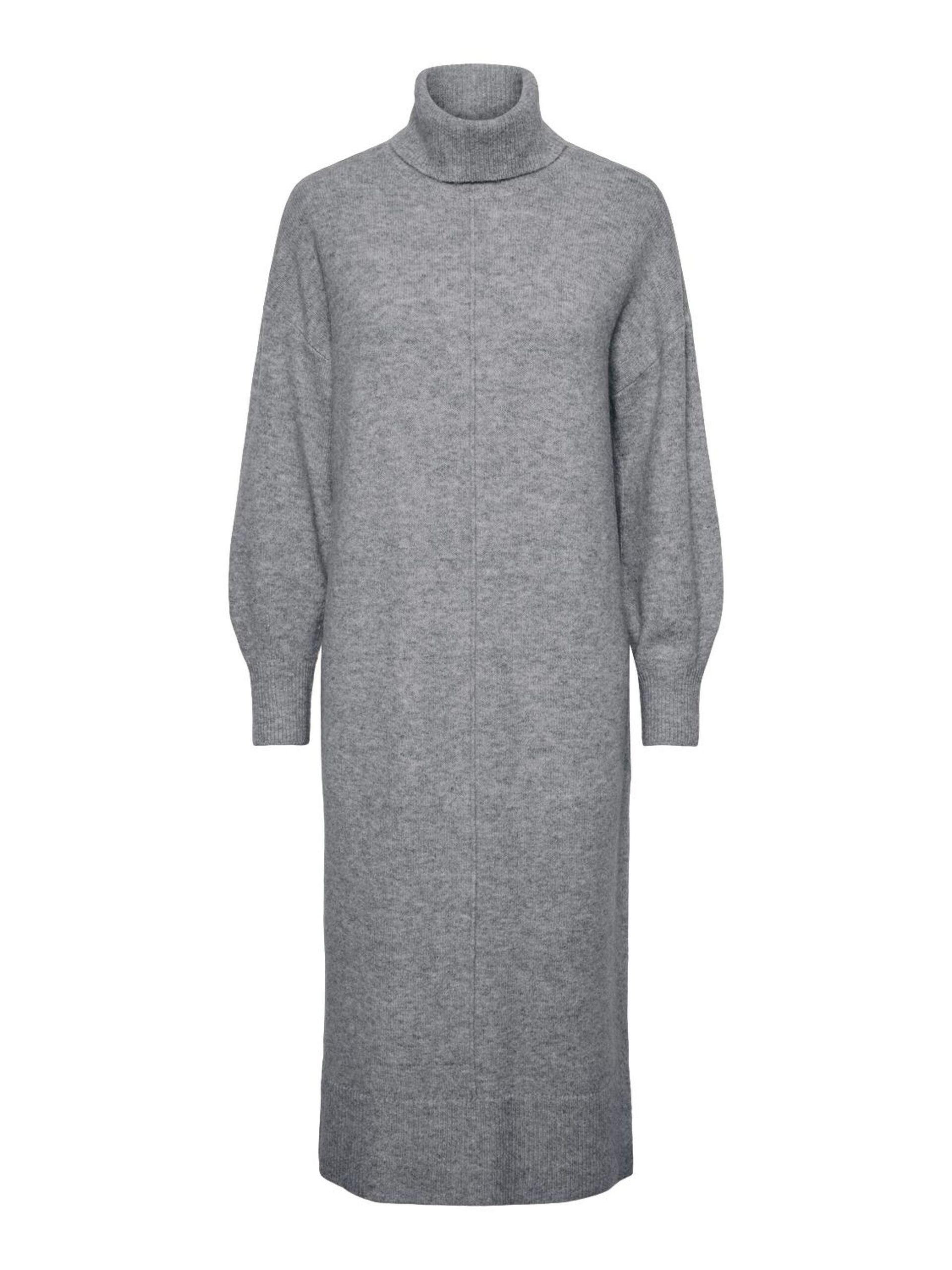 Carousel image - PCMALOU - COL ROULÉ ROBE EN MAILLE, Medium Grey Melange | 6