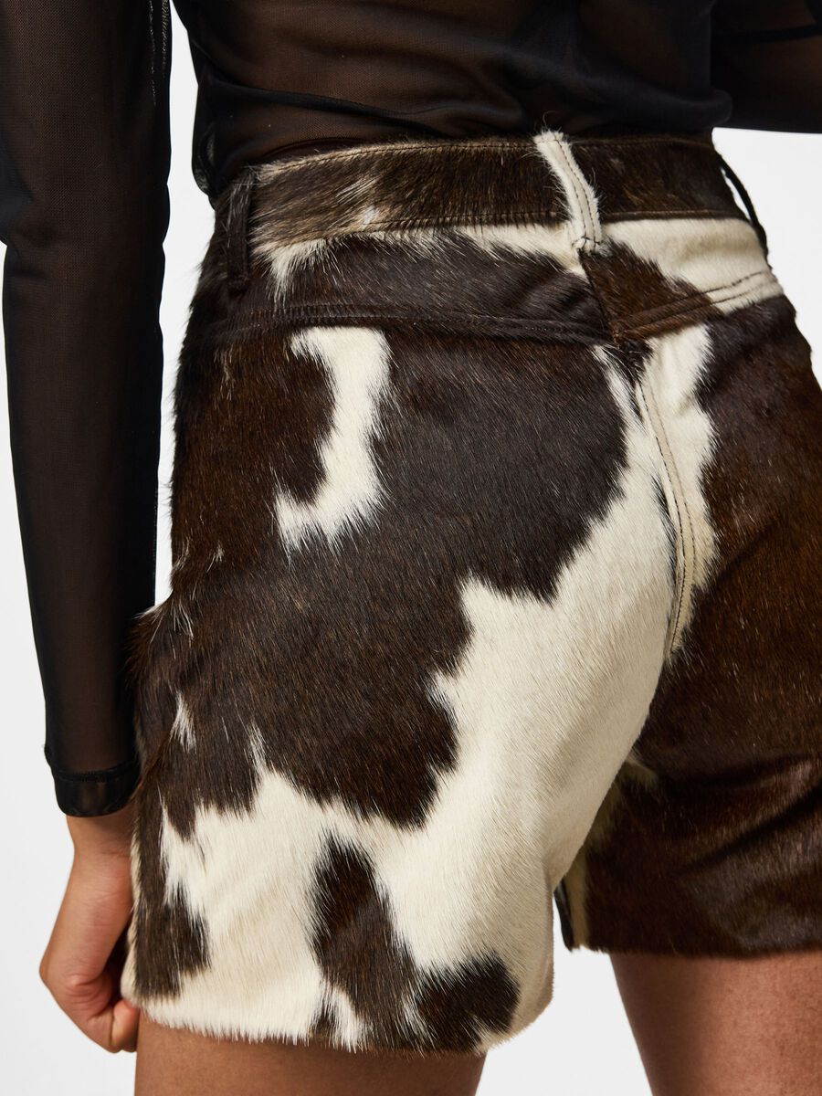 Carousel image - PCRODEO COW LEATHER  SHORTS, Black Coffee | 7