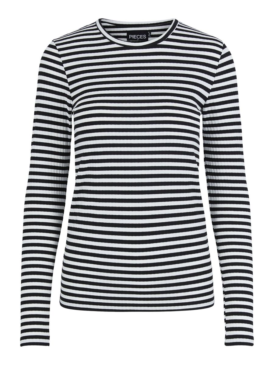Carousel image - PCLAYA STRIPED LONG SLEEVED TOP, Black | 6