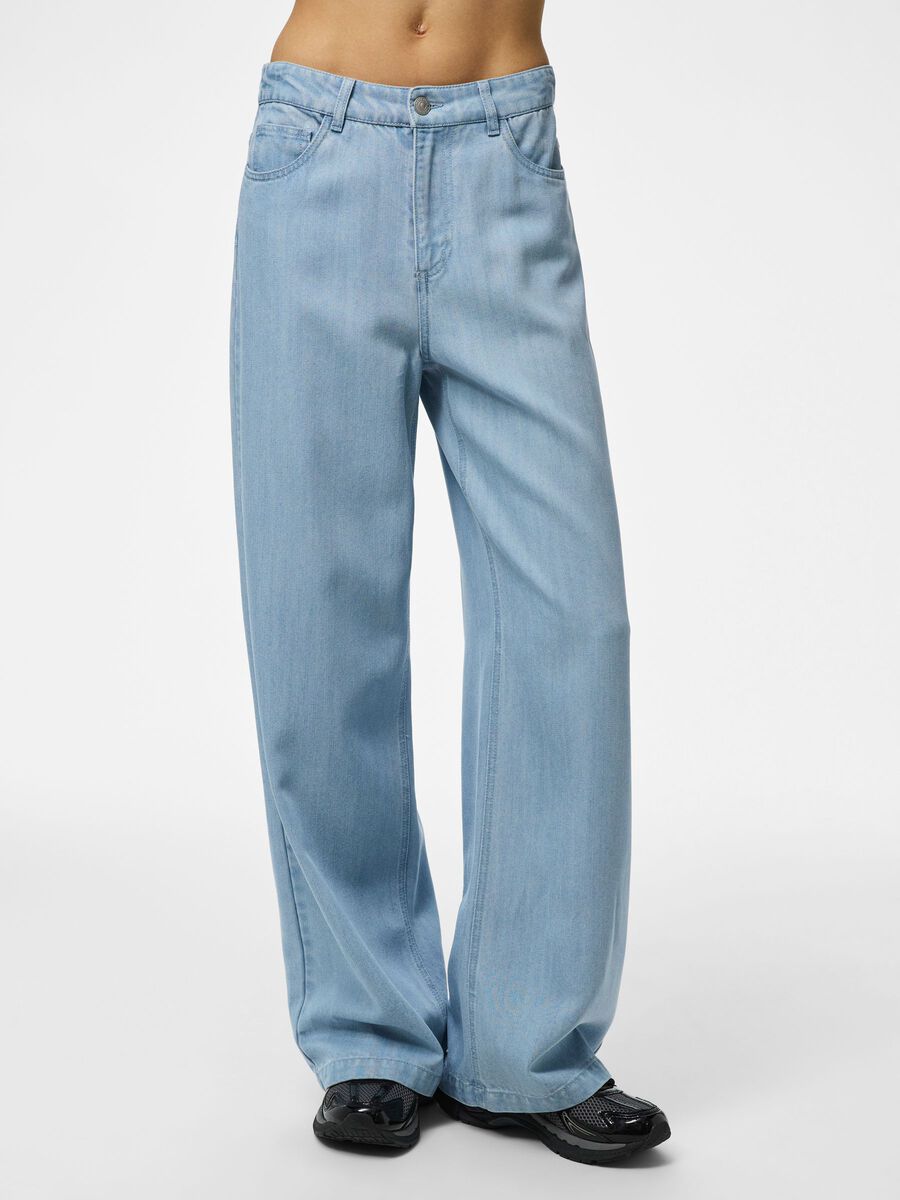 Product carousel image - PCSMIDI MW WIDE FIT JEANS, Light Blue Denim | 1