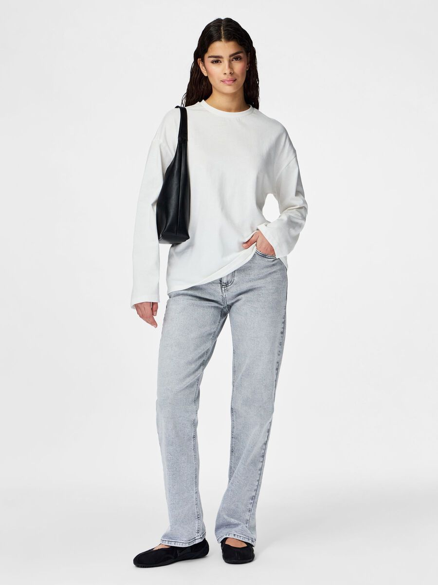 Carousel image - PCKELLY MW STRAIGHT FIT JEANS, Light Grey Denim | 7