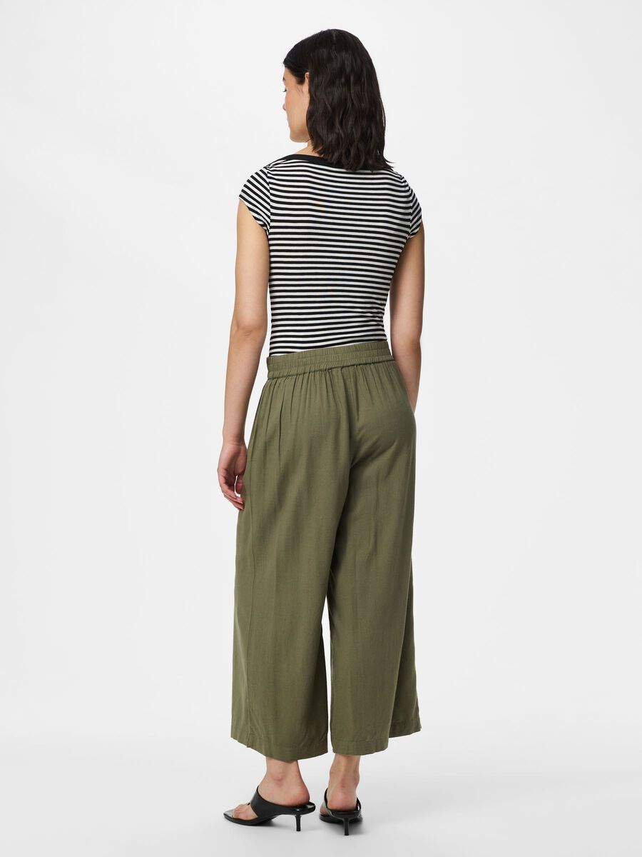 Product carousel image - PCPIA LINEN BLEND CULOTTES, Deep Lichen Green | 2