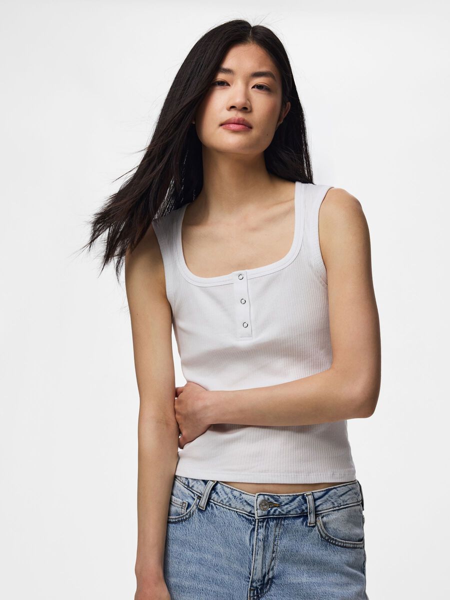 Carousel image - PCKITTE SLEEVELESS TOP, Bright White | 1