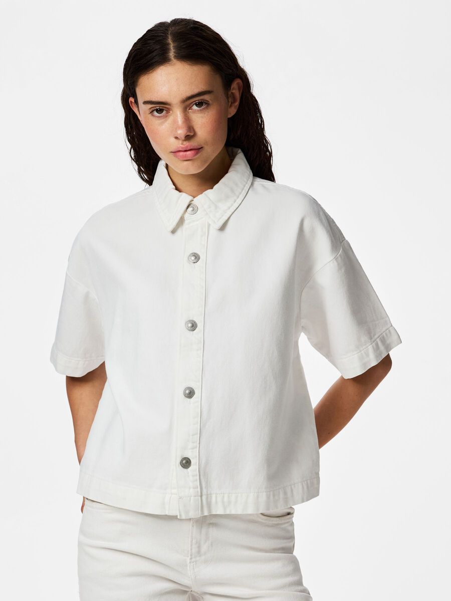 Carousel image - PCSKY A-SHAPE DENIM SHIRT, Bright White | 1
