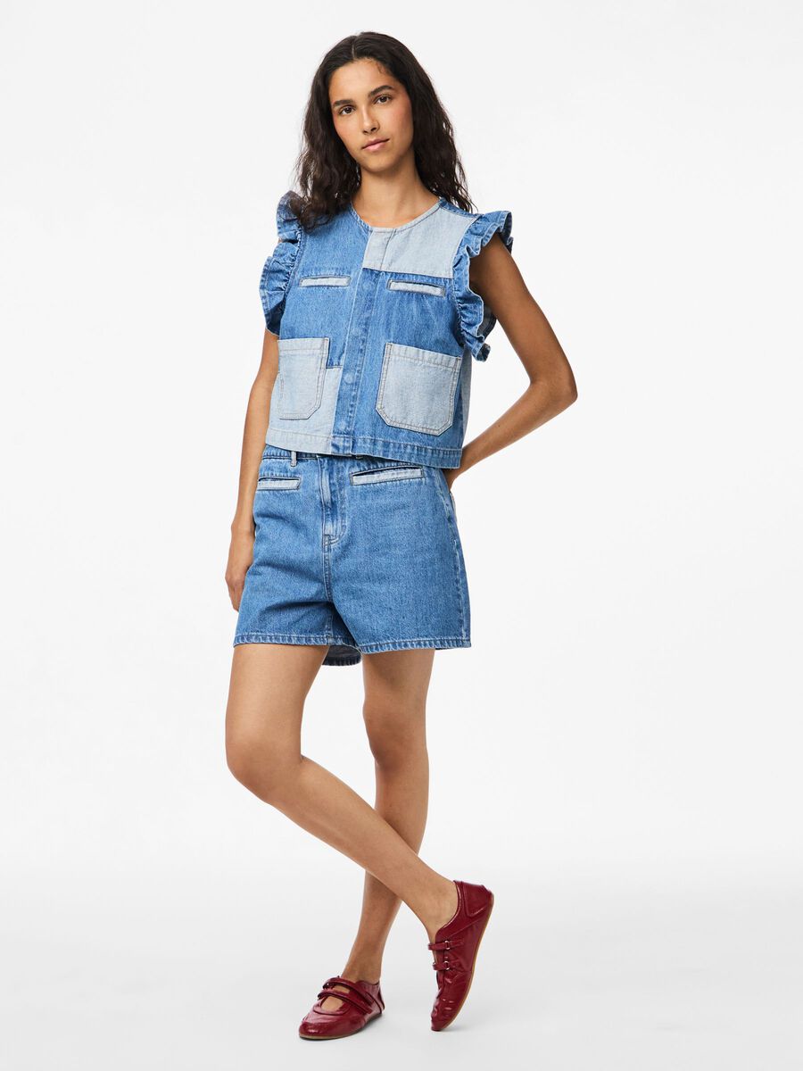 Carousel image - PCFIE FLOUNCE PATCHWORK DENIM VEST, Medium Blue Denim | 5