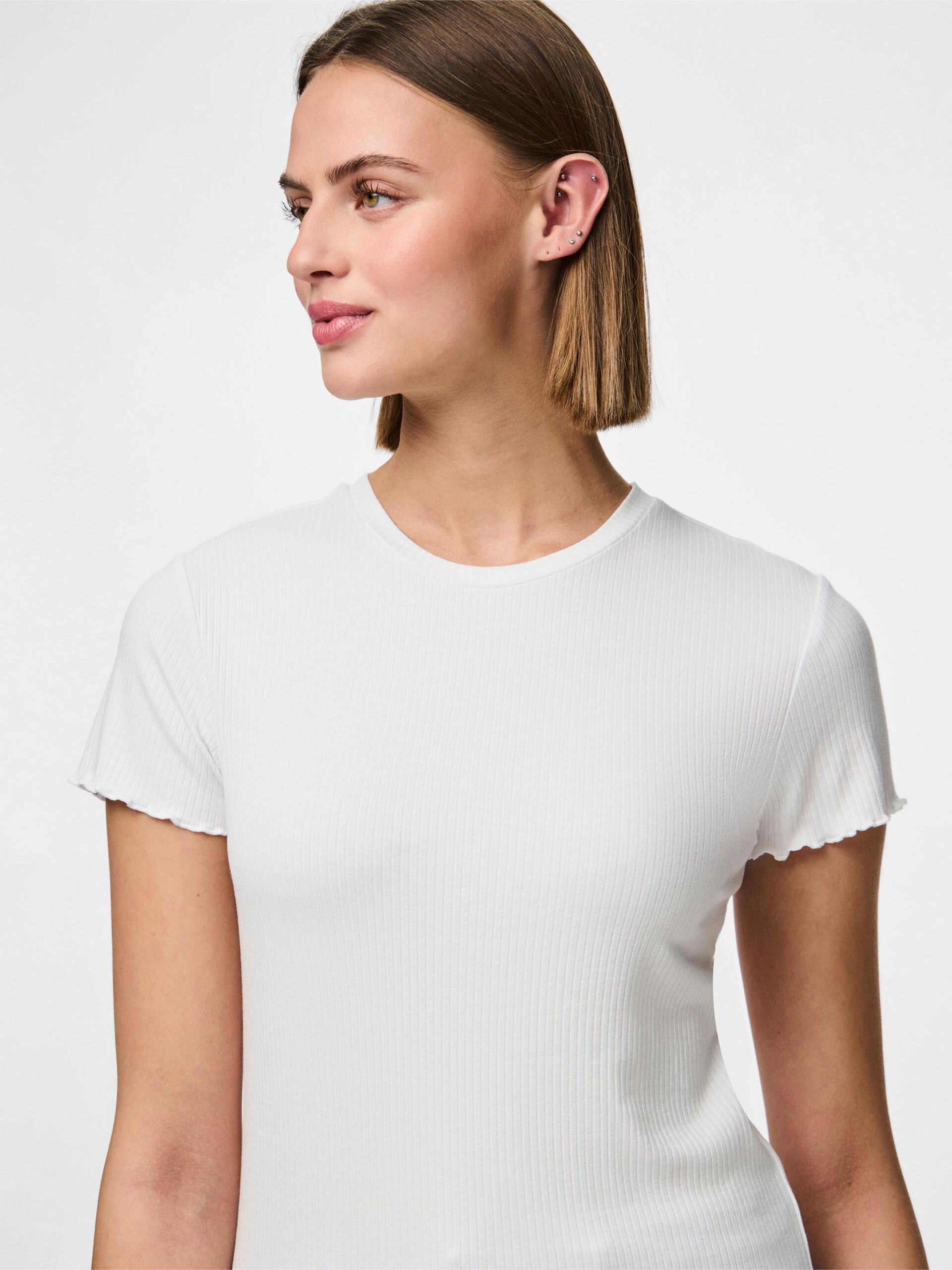 Carousel image - PCNICCA - CÔTELÉ T-SHIRT, Bright White | 4