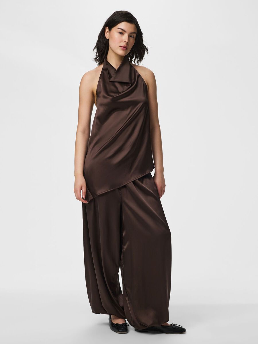 Carousel image - PCFESTA HALTER SATIJN TOP, Hot Fudge | 5