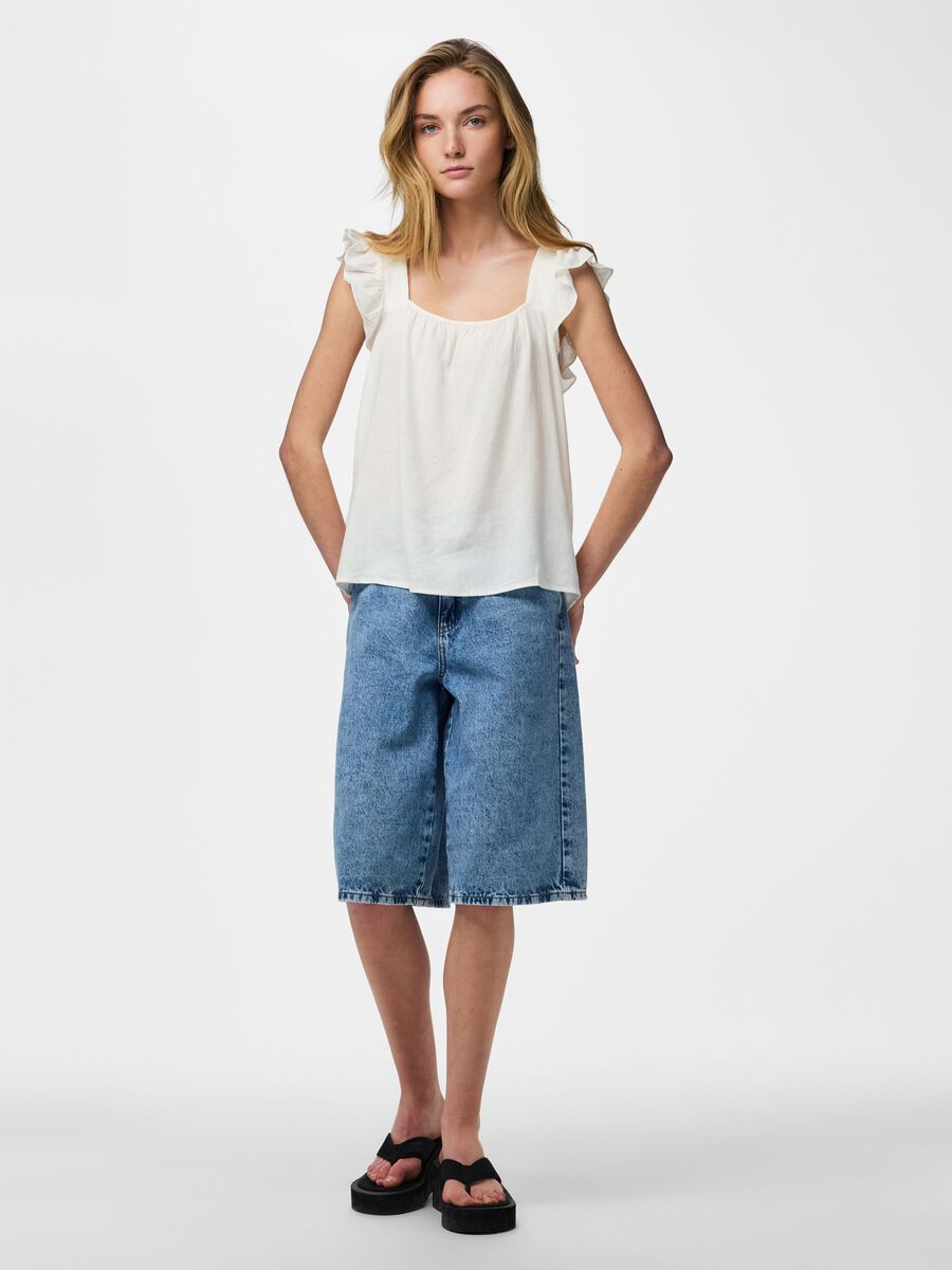 Product carousel image - PCPIA LINNENMIX MOUWLOZE TOP, Bright White | 1