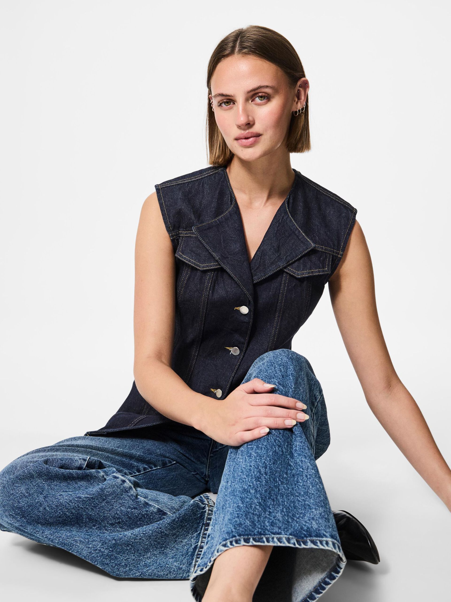 Carousel image - PCNUA FITTED DENIM VÄST, Indigo | 5