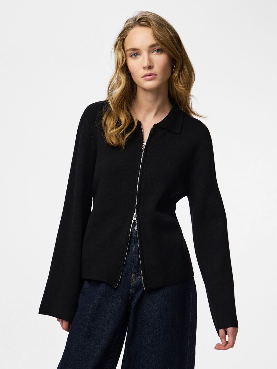 Carousel image - PCRAJA ZIP KNITTED CARDIGAN, Black | 1