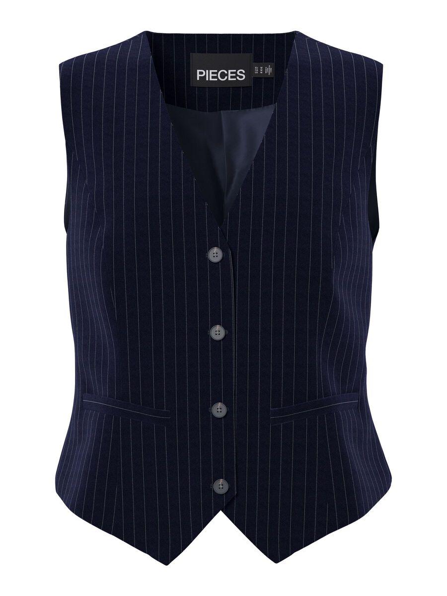 Product carousel image - PCBOZZY PINSTRIPE WAISTCOAT, Sky Captain | 2