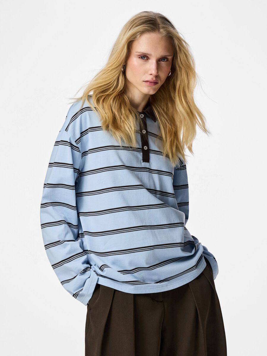 Product carousel image - PCSADIE LANG&AElig;RMET POLO, Cashmere Blue | 1